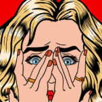 Pop art Shocked woman hands on her face white 123RF e1521092228660