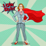 Pop Art Pop Art Confident Business Woman Super Hero in Suit with Red Cape 123RF