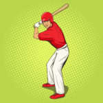 Pop Art Baseball player with bat pop art style vector illustration