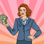 Pop Art Business Woman with Money e1511147400730