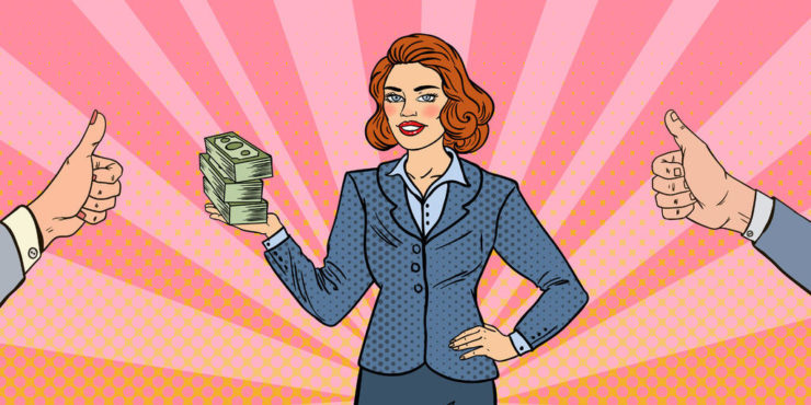 Pop Art Business Woman with Money e1511147400730