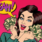 Pop Art Businesswoman Holding Cash e1517480944956