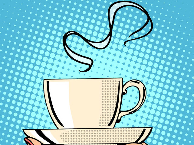 Pop Art Steaming Mug of Coffee e1537776392538