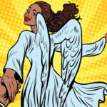 pop art beautiful black woman angel leading forwards 123rf e1555139979913