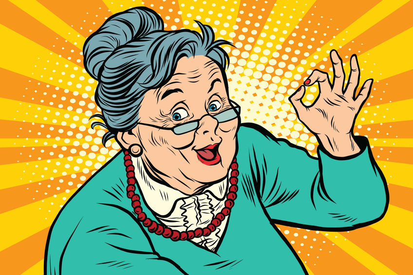 Pop Art Grandma OK sign