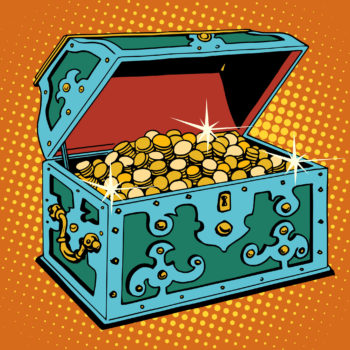 Pop Art treasure chest money 123rf