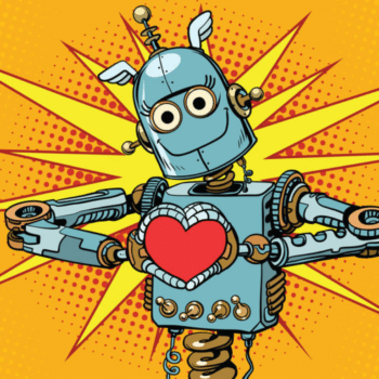 Pop Art Robot Red Heart