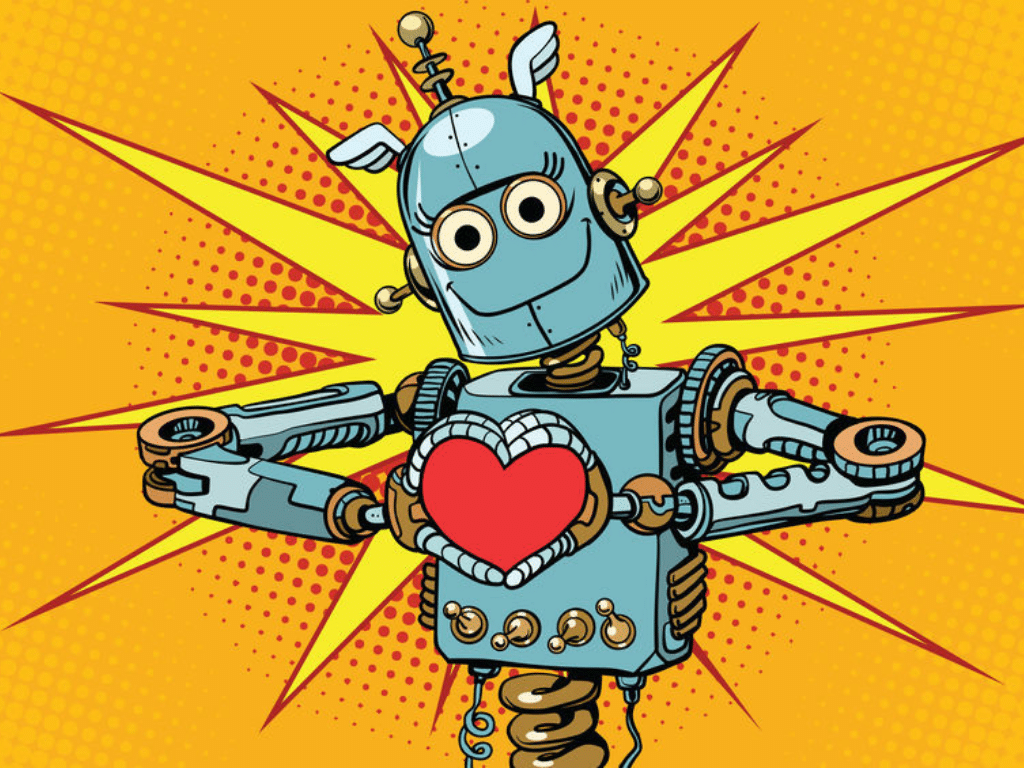 Pop Art Robot Red Heart