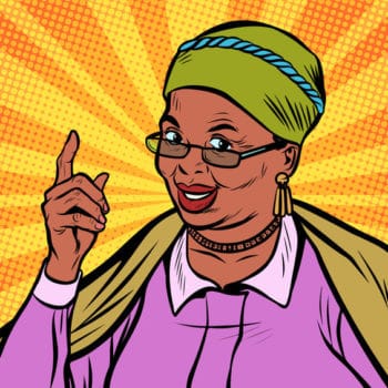 Pop Art African elderly woman pointing finger