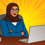 Pop Art Muslim Woman Computer
