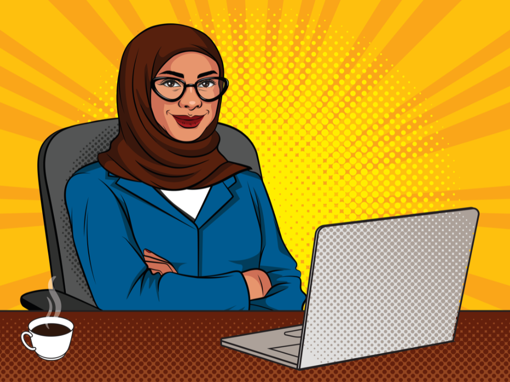 Pop Art Muslim Woman Computer