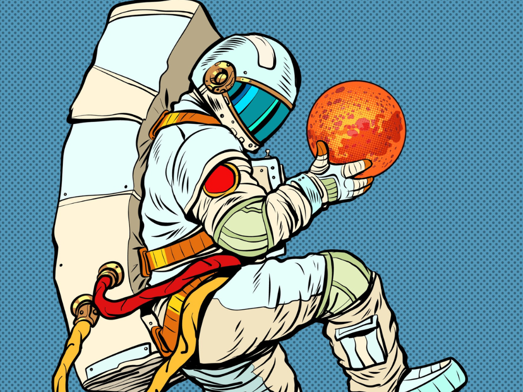 Pop Art Astronaut with Planet